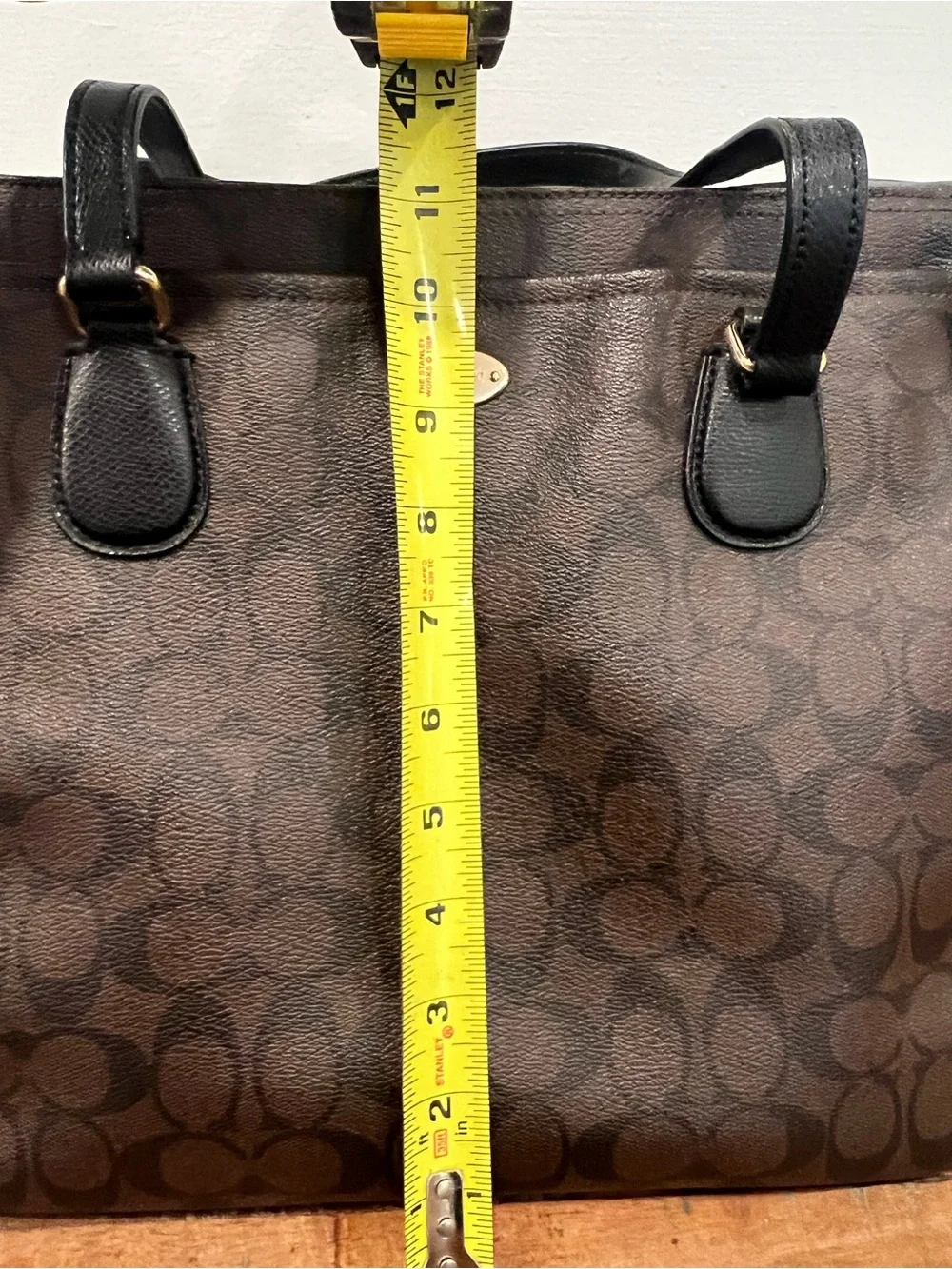 Signature Pattern Brown Diaper Tote Bag with Shoulder Strap